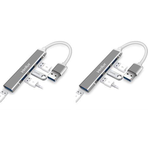 Verilux® USB Hub 3.0 for PC Multiport Adapter with 4 Ports High Speed for Laptop Aluminium Extender MacBook Pro Mini iMac 2PCS Verilux® USB Hub 3.0 for PC Multiport Adapter with 4 Ports High Speed for Laptop Aluminium Extender MacBook Pro Mini iMac 2PCS